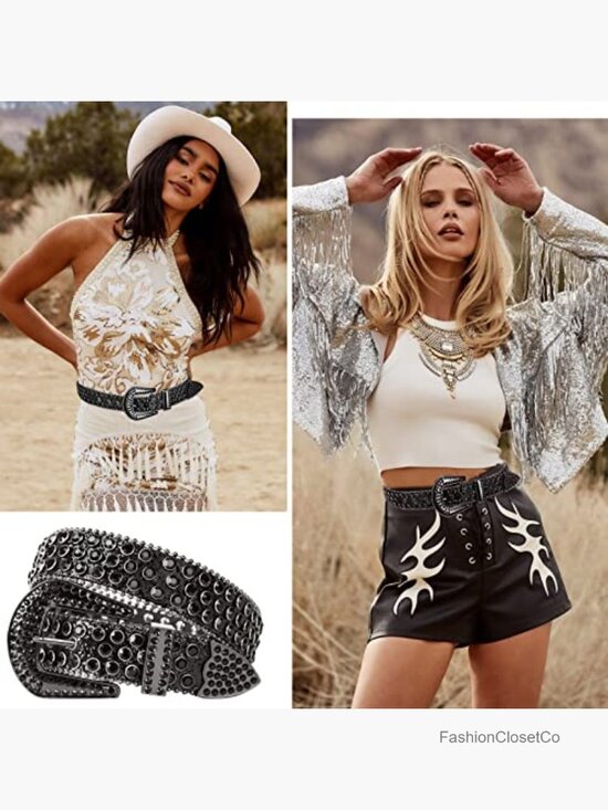 Rhinestone Cowgirl Western Studded Belt for Jeans, Wide Buckle Belt main image 5
